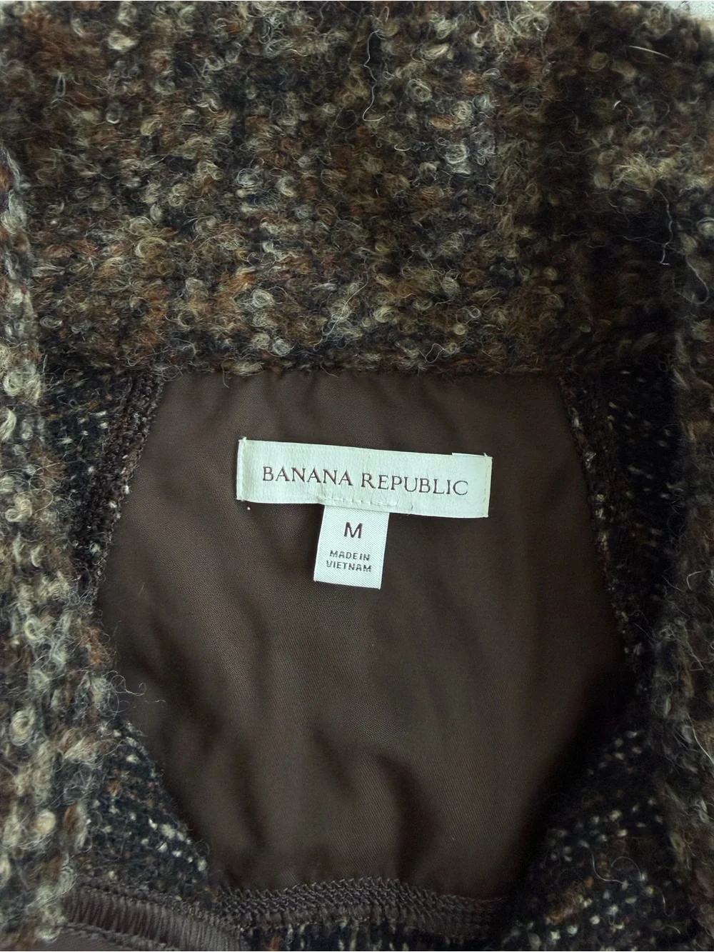 Banana Republic Men’s Wool Blend Zip Jacket Brown Bouclé M